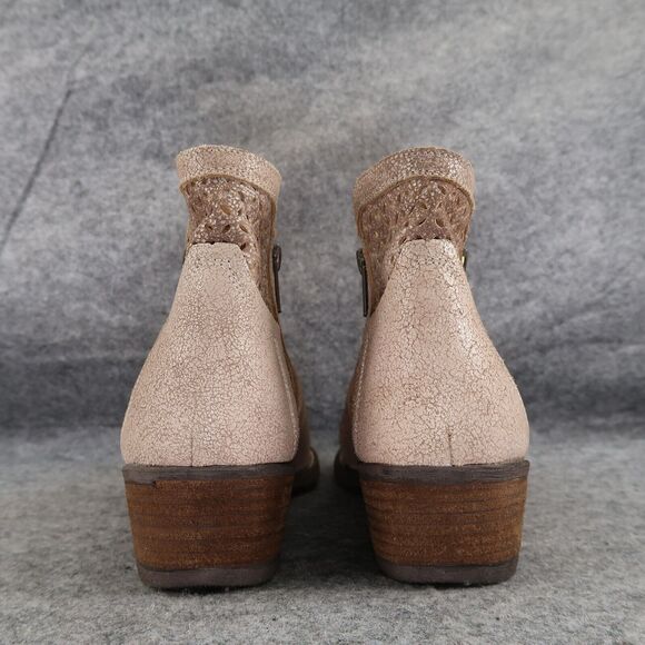 Corkys Shoes Womens 10 Booties Fashion Leather Double Zip Perforated Block Heel - Picture 7 of 16